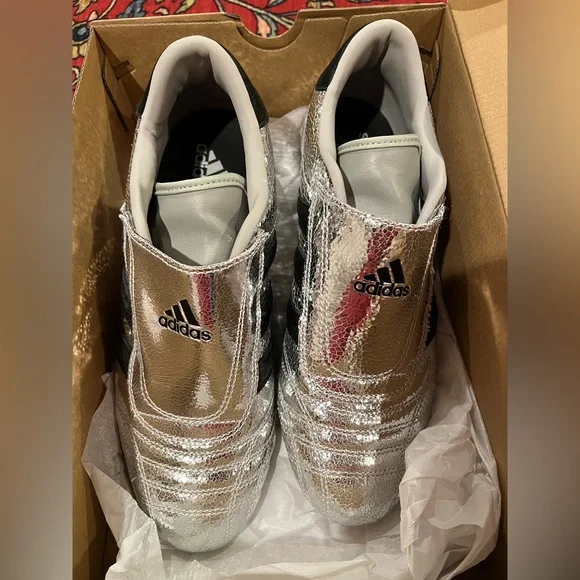 Adidas Metallic Silver and Black Taekwondo Shoes - Picture 2 of 4
